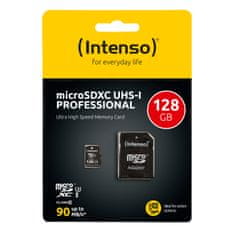 Intenso Pro MicroSDXC spominska kartica, 128 GB, 90 MB/s,UHS-I + SD adapter