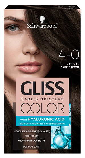 Schwarzkopf Gliss Color Care & Moisture barva za lase, 4-0 Natural Dark Brown