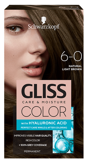 Schwarzkopf Gliss Color Care & Moisture barva za lase, 6-0 Natural Light Brown
