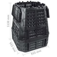 Greatstore Vrtni kompostnik črn 93,3x93,3x113 cm 740 L