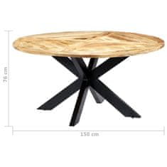 Vidaxl Jedilna miza okrogla 150x76 cm trden mangov les