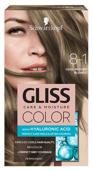 Schwarzkopf Gliss Color Care & Moisture barva za lase, 8-1 Cool Medium Blonde