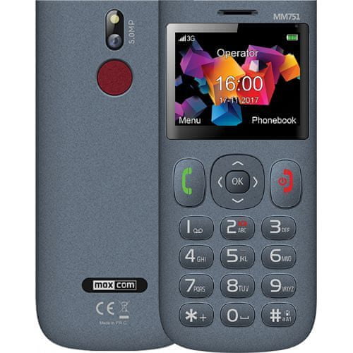 MaxCom MM751 mobilni telefon, črn