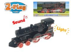 2-Play Kovinska lokomotiva 14 cm obračalna na baterije s svetlobo in zvokom - mešanica barv (črna, rdeča)