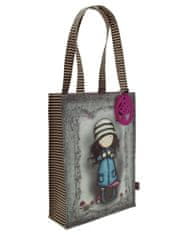 Santoro Gorjuss nakupovalna torba, 25x35x9,5 cm, prevlečena s PVC, sivo-roza