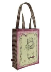 Santoro Gorjuss nakupovalna torba, 25x35x9,5 cm, prevlečena s PVC, sivo-roza