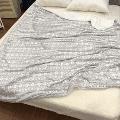 KONDELA Reverzibilna jagnječja odeja, siva/bela/vzorec, 150x200, MARITA