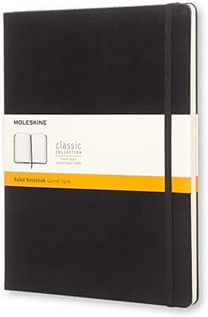 Moleskine zvezek, XL, črtani, črn