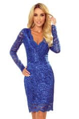 Numoco Ženska čipka obleko z izrezom Carter modra S