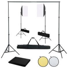 Vidaxl Foto studijski komplet s softboxi, ozadjem in odbojnikom