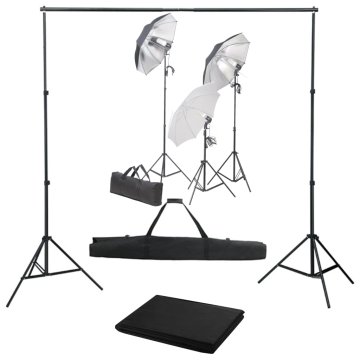 Vidaxl Fotografski studijski komplet s svetilkami in ozadjem