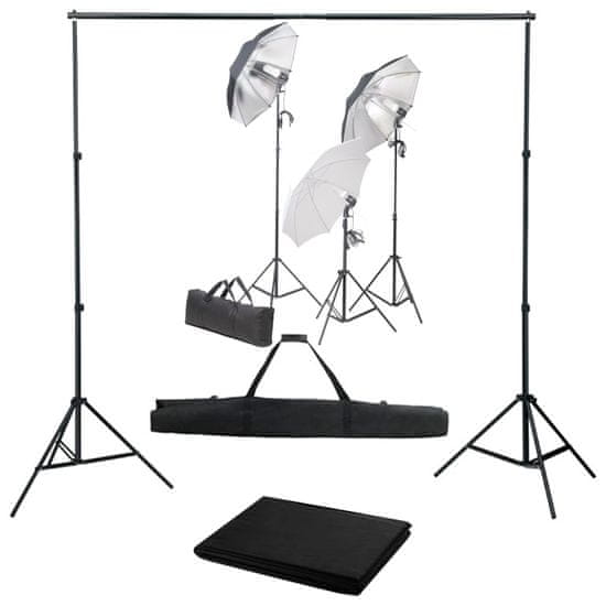 Vidaxl Fotografski studijski komplet s svetilkami in ozadjem