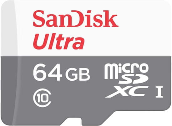 SanDisk Ultra MicroSDXC spominska kartica, 64 GB, UHS-I + SD adapter