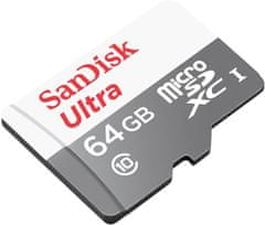 SanDisk Ultra MicroSDXC spominska kartica, 64 GB, UHS-I + SD adapter
