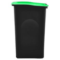 Vidaxl Koš za smeti s pokrovom na tečajih 50 L črn in zelen