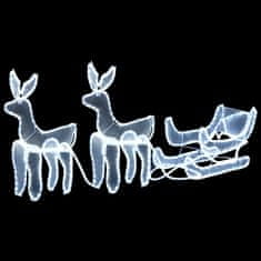 shumee Božični okras 2 jelena in sani z mrežo 648 LED lučk