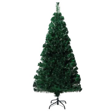 Vidaxl Umetna novoletna jelka s stojalom zelena 120 cm optična vlakna