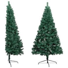Vidaxl Umetna polovična novoletna jelka s stojalom zelena 210 cm PVC