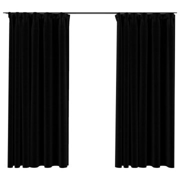 Vidaxl Zatemnitvene zavese z obešali 2 kosa črne 140x175 cm