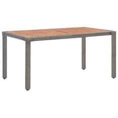 Vidaxl Vrtna miza siva 150x90x75 cm poli ratan in trden akacijev les