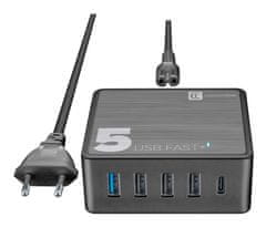 CellularLine Multipower 5 Fast polnilec, 5-port, 4 x USB, 1 x USB-C, 60 W