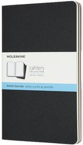  Moleskine Cahier beležnica, velika, s pikami, črna, 3 kosi