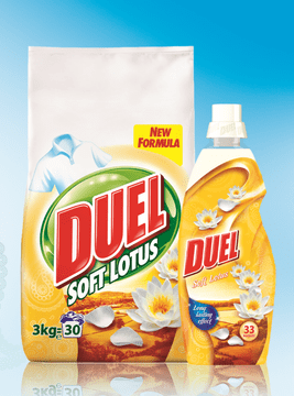 DUEL Soft Lotus prašek, 3 kg + Soft Lotus mehčalec, 1 l - odprta embalaža