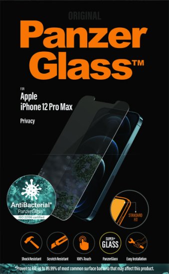 PanzerGlass Privacy zaščitno steklo za iPhone 12 Pro Max, kaljeno, prozorno