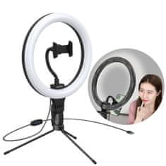 BASEUS Photo Ring Selfie krožka LED svetloba 10" + mini namizni stativ, črna