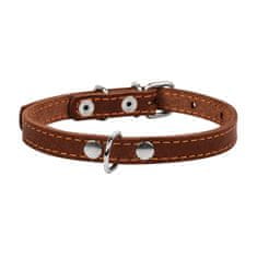 WAUDOG Ravna, klasična, kakovostna pasja ovratnica iz rjavega usnja dolžina: 22-30 cm, širina: 10 mm rjav