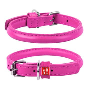 WAUDOG okrogla usnjena roza ovratnica za dolgodlake pse