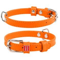 WAUDOG Dvoslojna pasja ovratnica iz kakovostnega usnja v oranžni barvi 18-21 cm, širina: 9 mm Oranžna