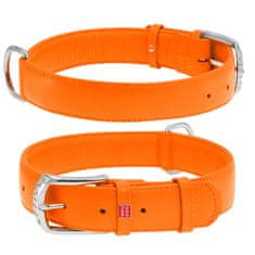 WAUDOG Dvoslojna pasja ovratnica iz kakovostnega usnja v oranžni barvi 18-21 cm, širina: 9 mm Oranžna