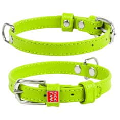 WAUDOG ravna zelena usnjena ovratnica za pse 18-21 cm, širina: 9 mm zelena