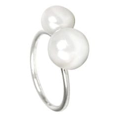 JwL Luxury Pearls Srebrni prstan z dvema biserema JL0058