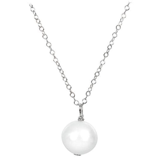 JwL Luxury Pearls Prava biserno bela barva na srebrni verižici JL0087 (veriga, obesek)