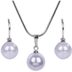 Levien Očarljiv komplet ogrlic in uhanov Pearl Lavender