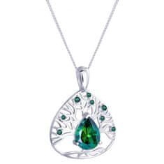 Preciosa Srebrna ogrlica z cirkoni Zeleno drevo življenja 5220 66 (veriga, obesek)