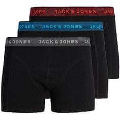 Jack&Jones 3 PAKET - moški bokserji JACWAISTBAND 12127816 Asfalt havajski ocean in ognjeno rdeča (Velikost S)