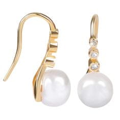 JwL Luxury Pearls Pozlačeni srebrni uhani s pravim biserom JL0411