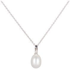 JwL Luxury Pearls Srebrna ogrlica s pravim biserom JL0436 (veriga, obesek) (Dolžina 45 cm)