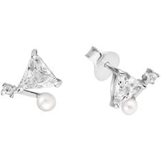 JwL Luxury Pearls Fini uhani s pravim biserjem in kristali JL0586