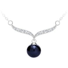 Preciosa Elegantna srebrna ogrlica s pravim črnim biserom Paolina 5306 20