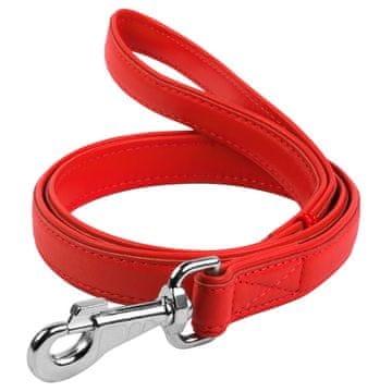 WAUDOG Ploščat usnjen povodec rdeče barve 122cm