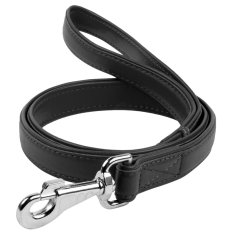 WAUDOG Ploščat usnjen povodec črne barve 122cm 18 mm Črna