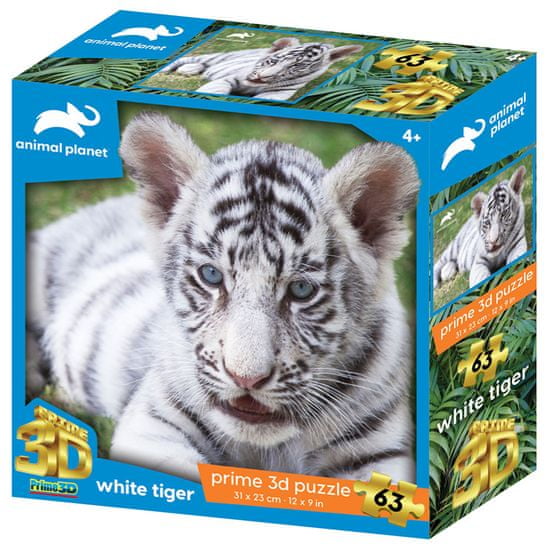Animal Planet sestavljanka 3D - beli tiger, 63 kosov, 31x23 cm