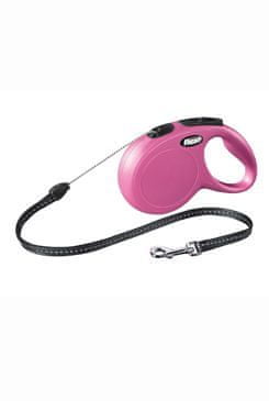 Flexi Classic New M povodec 5m/20kg roza