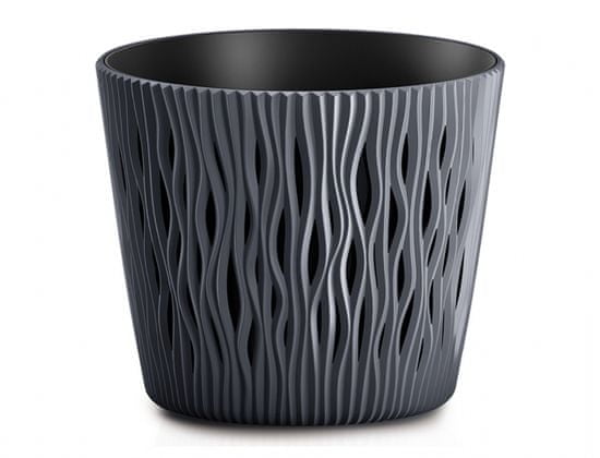 eoshop Pokrov za cvetlični lonec PESČENO 2v1 plastika mat d26x22cm