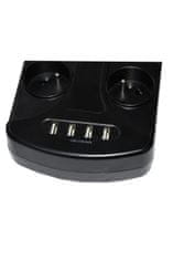 IN Prenapetostna zaščita z 8 vtičnicami in 4 USB priključki