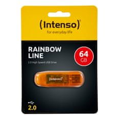 Intenso Rainbow Line USB spominski ključ, USB 2.0, 64 GB, oranžen